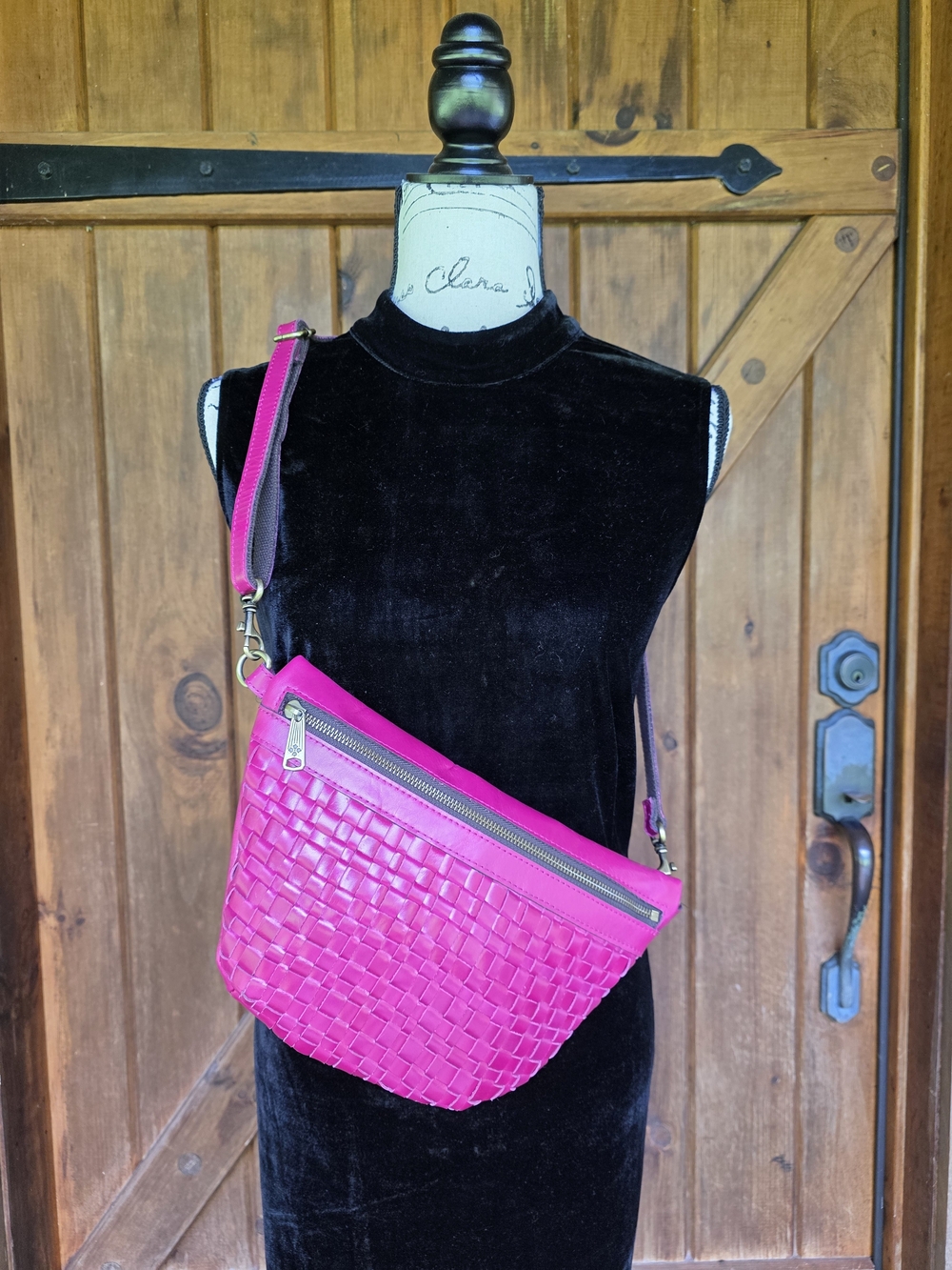 Patricia Nash Hot Pink Woven Leather Crossbody Bag - Picture 2 of 10